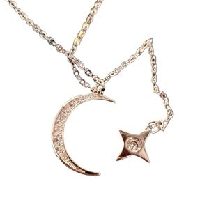 Silver Moon and Star Crystal Necklace by Lili Claspe